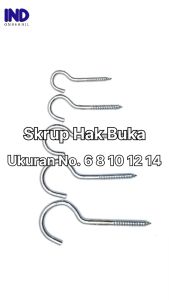 Skrup Hak Terbuka Ukuran No 6 8 10 12 14 Cantolan Kaitan Kait Screw hook Screwhook Buka Tanda Tanya Ulir Sekrup Kapstok Kandang Burung