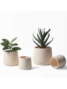 Scandinavian Style Plain Burning Ceramic Flower Pot Fashion Minimalist Artsy Stylish Indoor Fake Flower Green Radish Bonsai Cactus