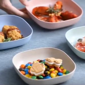 5pcs Mixed Color Household Plastic Dining Spitting Bone Plates Small Snack Dessert Plates