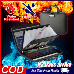 Fireproof Document Bag Large Waterproof Document Storage with Lock Hard-Shell Organizer File Package for Letter A4 Files Laptop Passports Money