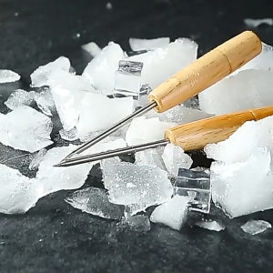 21cm Stainless Steel Ice Breaker Wooden Handle Ice Pick Punch Crusher Icing Breaker Kitchen Tool