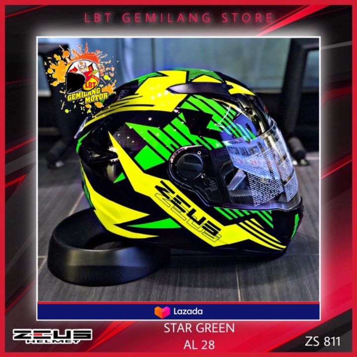 ZEUS Helmets ZS-811 [Star Green AL28] Lazada