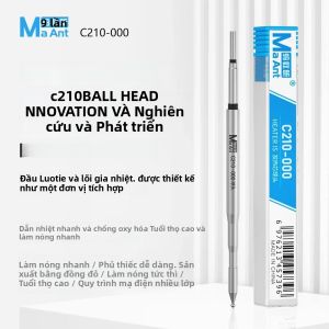 Đầu Hàn MaAnt C210-000 Dạng Bi Lõi Gia Nhiệt Với Khả Năng Dẫn Nhiệt Hiệu Quả Để Phục Hồi Nhiệt Độ Nhanh Và Thi Công Hàn Thiếc.