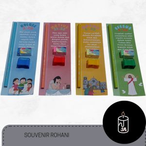 4Pcs Set Alat Tulis Ayat Alkitab Souvenir Gift Anak Sekolah Minggu Full Colour / Hadiah Natal / Hadiah Paskah