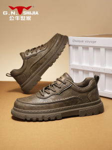 Bull Family Mens Casual Shoes 2025 New Autumn Trend High-End Thick Bottom Sports Board Shoes Wear-Resistant Rubber Outsole