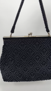 [ Woosilver ] Túi Cườm Đen Họa Tiết Hình Học Vintage – Secondhand – TX312
