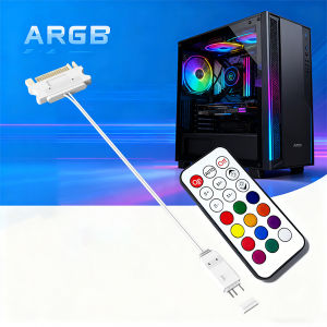 Bộ Điều Khiển Đèn ARGB AuyiHomu Có Điều Khiển Từ Xa Cáp Chuyển Đổi 5V 3Pin Sang SATA Bộ Điều Khiển Đồng Bộ ARGB PC 2 Màu Dành Cho Phần Cứng Chơi Game