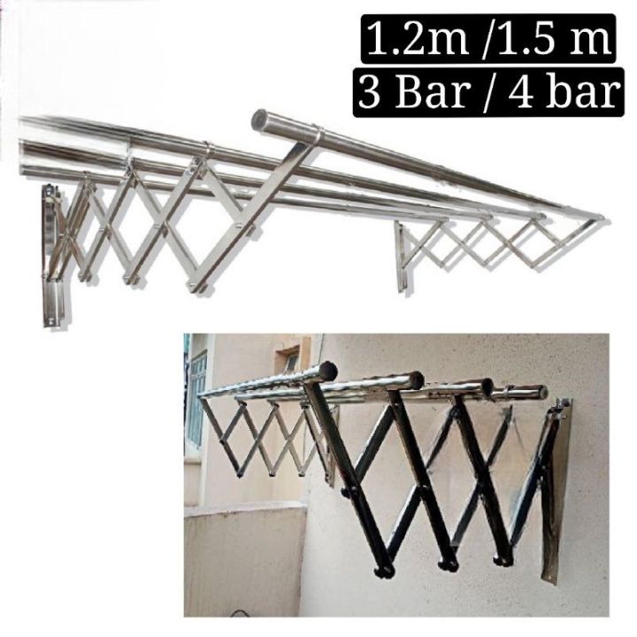 Stainless Steel Wall Hung Clothes Rack (3 Bar) Stainless Steel Wall