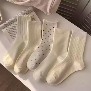 5Pairs Women Lolita JK Japanese Korean Style Long Socks Casual Socks Cotton Socks