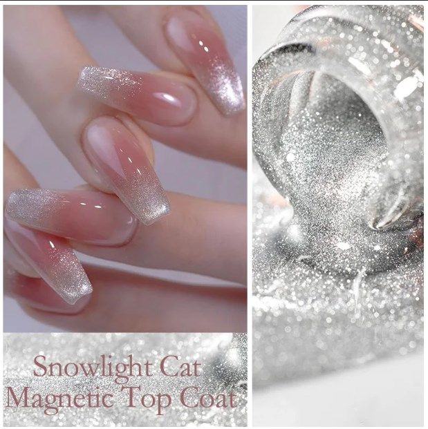 LILYCUTE Snowlight Cat Gel Top Coat Super Shine Sliver Glitter Sparkling  Effect Semi Permanent Nail Art Gel Varnish