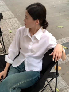 YUFUQING | Elegant White Shirt Womens Fashionable Design Autumn 2024 Slim Fit Long Sleeve Polo Collar Casual Style Polyester Fiber