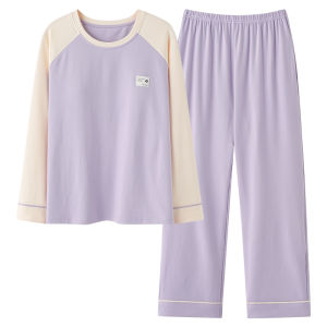 Bộ đồ ngủ MiiOW cho nữ làm bằng cotton nguyên chất thoải mái tay dài có đệm ngực