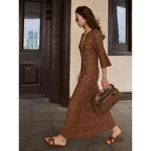 DANTING | Charming Elegant Lace Dress Beige