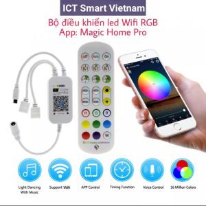 Bộ điều khiển Led Wifi & Remote RGB 4 chân App Magic Home Pro nhấp nháy theo nhạc
