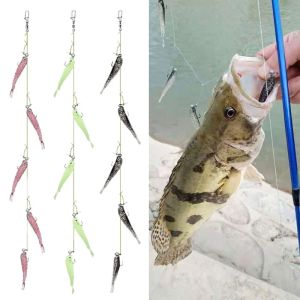 Universal 5 Bars Fishing Bait Cluster Lure Soft Bait Fishing Bait 3D Eyes Fork Tail Soft Bait Simulation Bait Fishing Accessory