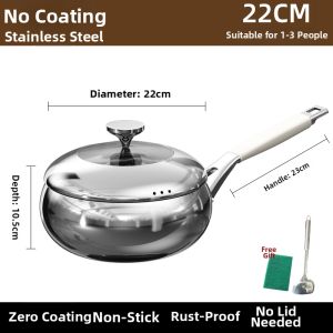 MENGCHUANG | Non-stick Stainless Steel Wok for Home