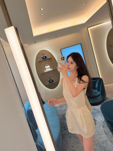 Good Morning Fan Fan JP Rich Girl Elegant Sash U-Neck Sleeveless Silk Dress High-End Feeling Vest Dress Summer Womens Dress