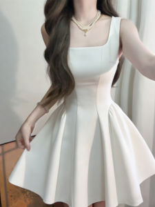 SUHUIQIAN | Pleated A-line Summer Dress for Petite Women Short