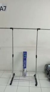 Stand Hanger Serbaguna Single 4 Roda / Rak Gantungan Jemuran Baju Rak Stainless Steel