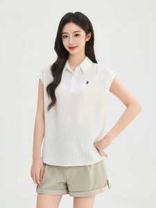 SANFU | Summer New Cute Loose Puff Shoulder Embroidery Ruffle Collar Women Shirt