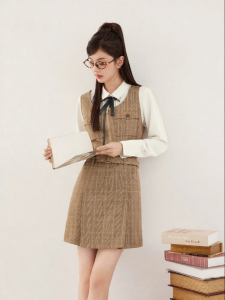 SEIFINI | British Preppy Style Waist-Cinching Dress For Women