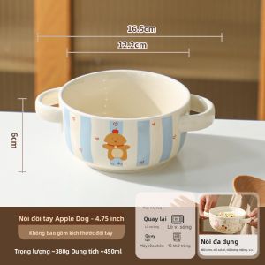 SHELI | Bát Sứ Có Quai Cho Yogurt Tráng Miệng Bữa Sáng Cháo Yến Mạch và Nấm Bạc Nhĩ