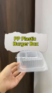 Disposable PP Burger Box with Lock Plastic Food Box Kotak Burger Plastik OKID HB-8 50pcs±/100pcs±