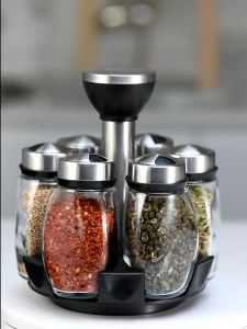 Rotating Spice Rack/Condiments Organizer Salt Holder Box Shaker For Spices Cans Container Pepper Kitchen Seasoning Powder
