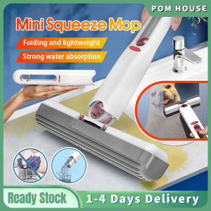 Portable Mini Mop Squeeze Mop Home Kitchen Car Cleaning Desk Cleaner Glass Sponge Cleaning Mop Household Cleaning Tool Free Hand Washing Lazy Mop 迷你拖把