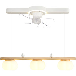 LANGSHANGZHAOMING | Fan Light Ceiling Lamp Walnut Nourishing Eye Care Nordic Modern Cream Style