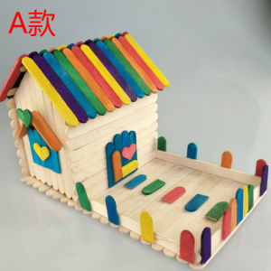 Creative DIY Ice Cream Stick House Building Kit for Kindergarten Children Handmade Craft Parent-Child Activity Small Log Cabin
