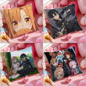 Bandai | Sword Art Online Alicization Arc Anime Plush Pillow Cover Soft Short Plush Cushion Cover For Sofa Bedroom Home Decor Gift