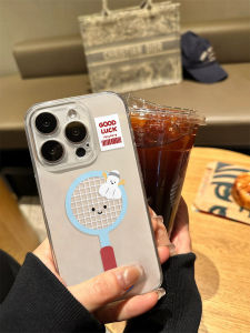 Internet Celebrity Model Badminton Racket for Apple 16promax Phone Case Transparent Silicone Iphone15/14/12 Ultra-Thin 13pro Far Peak Blue Xs Drop-Resistant 11 Soft Case 16plus Young Adult Heart X