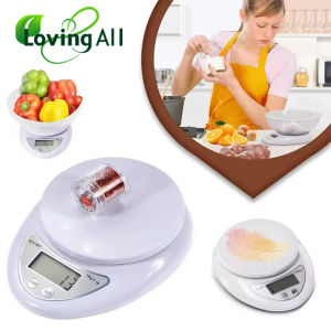 Digital Kitchen Scale Portable Gram Scale for Home 11lb/5kg (1g) Ultra Slim with Removable Bowl Weigh Snacks Liquids Foods for Diet Weight Loss &Nutrition Control