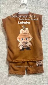 Setelan Viral Anak Laki-laki Model Lekbong Singlet Santai Motif Labubu Terbaru 1-5 Tahun ~ Fashion Anak Cowok Lucu