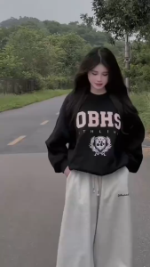 [ Rẻ Vô Địch] Áo Nỉ Sweater Nam Nữ Form Rộng Chất Nỉ Tàu Dày Thêu Chữ OBHS Phong Cách Hàn Quốc