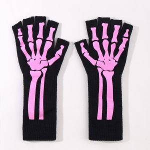 Male and Female Touch Screen Skeleton Gloves Fashionable Half Finger Gloves Cycling Party Dance Accessories