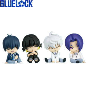 Bandai | 4pcs/set BLUE LOCK Isagi Yoichi Anime Figure Toys Sleeping Collection Animation Model Cute Version Doll Desktop Ornaments