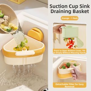 yerbaby | Drain Basket for Kitchen Sink with Suction Cup for Separating Leftover Food and Tea Residue
