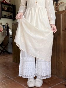 Quần Lót Ren Viền Cotton Lanh Mới Phong Cách Trung Hoa Hanfu Quần Dài Nine-Five Dành Cho Nữ Mùa Thu Đông Quần Dài Thường Ngày