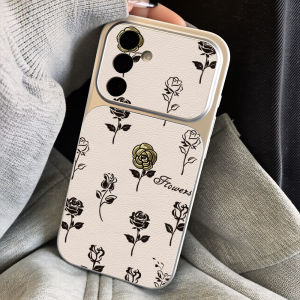 Leather Phone Case For Samsung S26 Ultra S25 Plus S24 FE A56 5G A17 A16 A15 A57 A55 A54 A53 A14 A37 A36 A35 A34 A27 Flower Cover