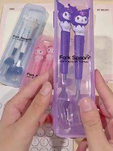 Sanrio Character Spoon/Fork Set Stainless Steel Tableware Two-piece Set kuromi Spoon Set for Kids
