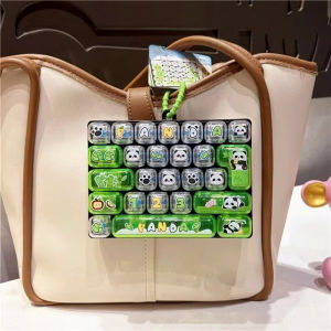 Bandai | Trendy Animal Panda Paradise Pattern Decompression Keychain|26-key Keyboard Pendant|Decompression Toys|Bag Pendant Decorationtoy