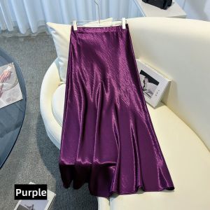 MEITESIJIAONU | Pearl White Acetate Satin A-Line Fish Tail Skirt