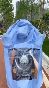 New thickened and lengthened double brim raincoat with visible dashboard explosion-proof rain adult battery motorcycle riding raincoat