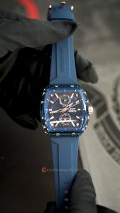 Jam Tangan Pria Expedition EXP Chronograph EX 6814 MFRRGBU Black Dial Blue Rubber Strap