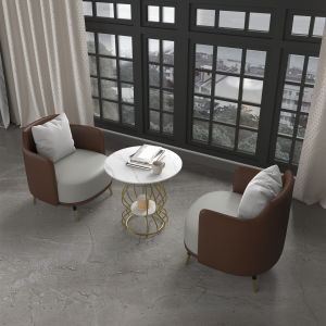 Modern Minimalist Hotel Room Sofa Chair Combination Balcony Table Two Chairs Simple Leather Sofa Chair Artistic Style Design