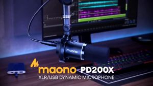 Maono PD200X ไมโครโฟน USB/XLR Cardioid Dynamic Microphone - คุณภาพเสียงดี สำหรับ Studio/Podcaster/Streamer ไลฟ์สด