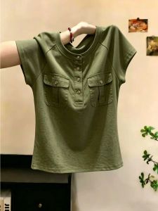 Loowmane | Straight Shoulder Round Neck Short Sleeve T-Shirt Summer
