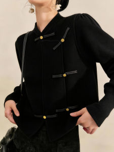 QINGNAER | High-end Retro Style Black Mandarin Collar Chinese Vest Sleeveless